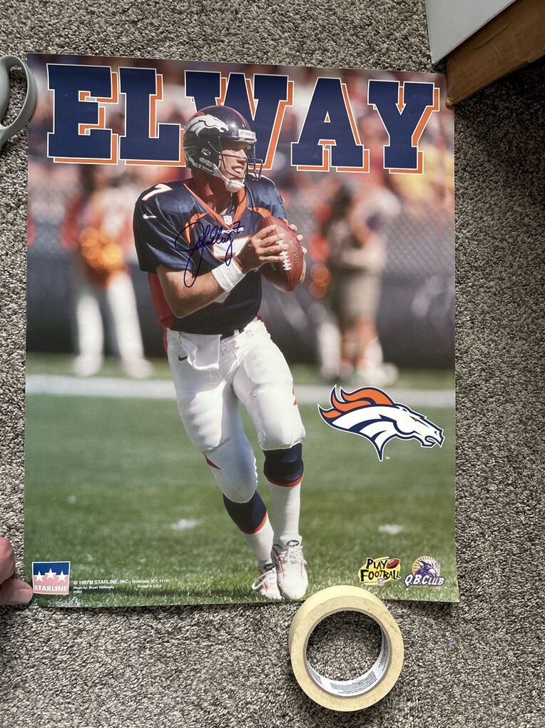 John Elway Autograph Denver Broncos 16x20 Poster