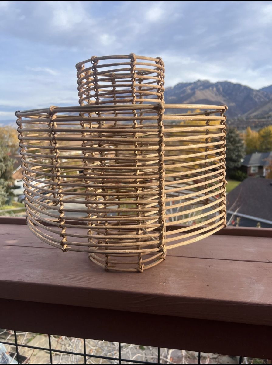 Rattan Wicker Lamp Shade Tiki Hawaiian Aloha