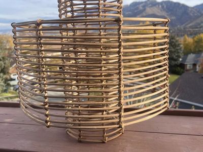 Rattan Wicker Lamp Shade Tiki Hawaiian Aloha