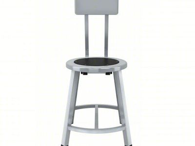National Public Seating TTSG18B-S10 Round Stool w/ Solid Back & Black Steel Seat, Gray