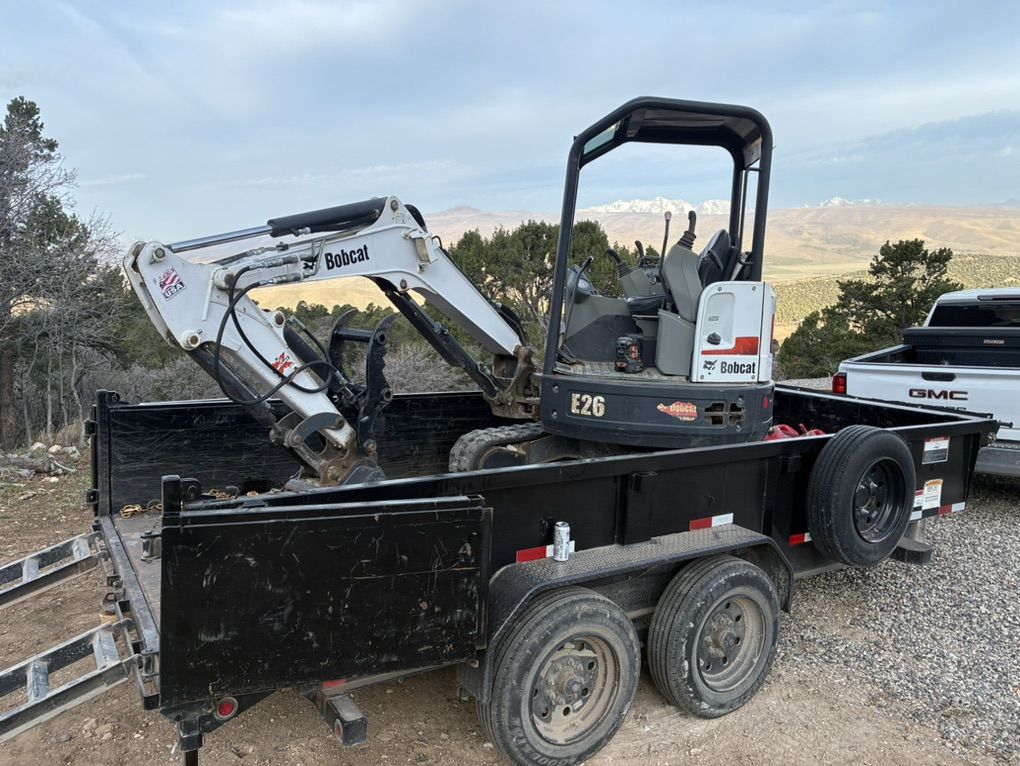 Bobcat E26 Mini Excavator And Dump Trailer