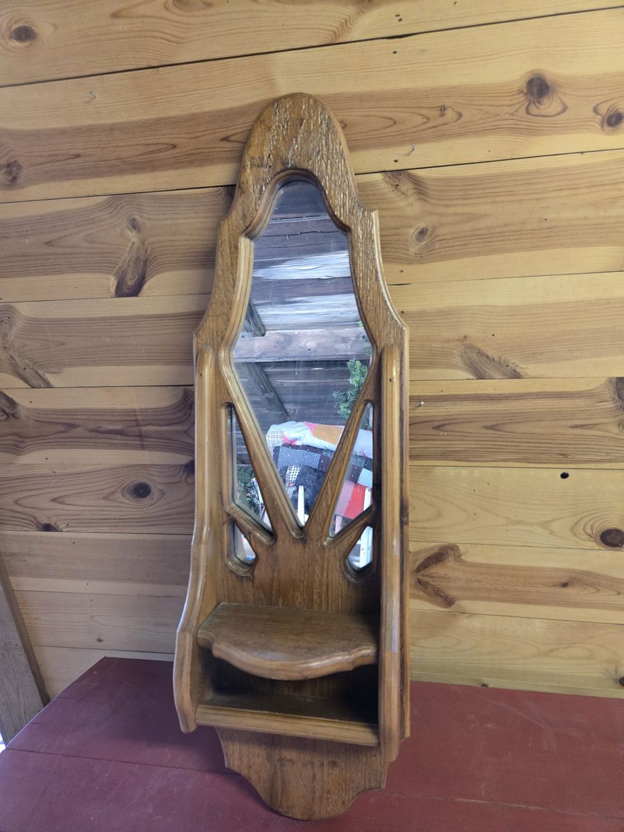 wood mirror wall shelf