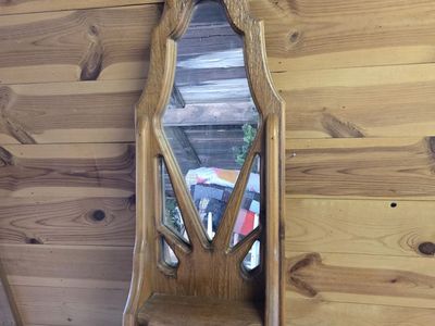 wood mirror wall shelf