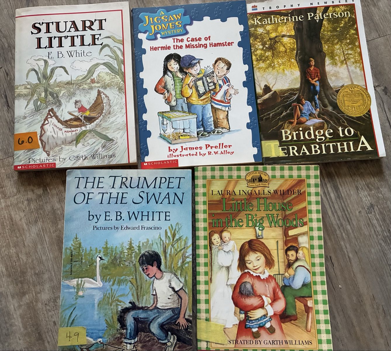Lot of 5 Classic Children's Chapter Paperback Books (Bridge to Terabithia, Stuart Little, etc.) book