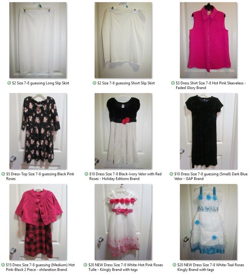 Size 7-8 Girl's Church Christmas Holiday Dresses, Dress Shirt/Top, and Slips ~ Easter ~ Wedding Flower Girl