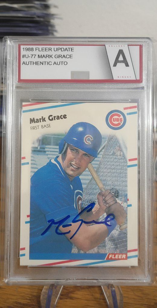 1988 Fleer Update Mark Grace Autographed Card