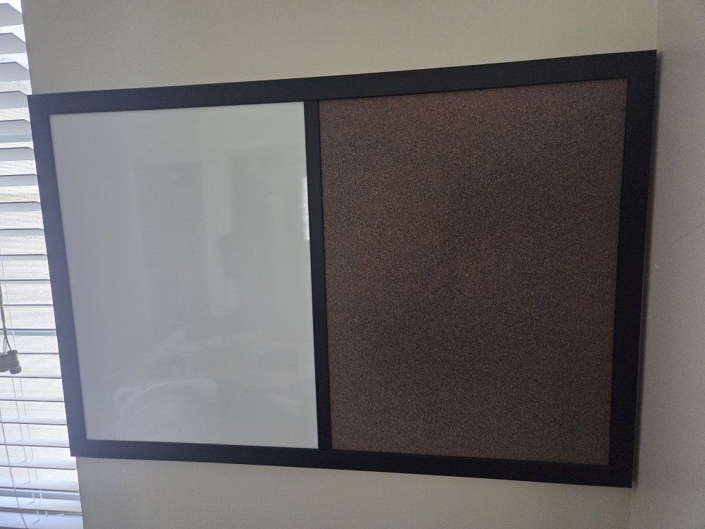 Combination Dry Erase Whiteboard and Cork Bulletin Board with Black Frame