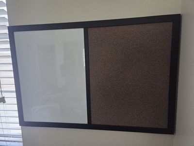 Combination Dry Erase Whiteboard and Cork Bulletin Board with Black Frame