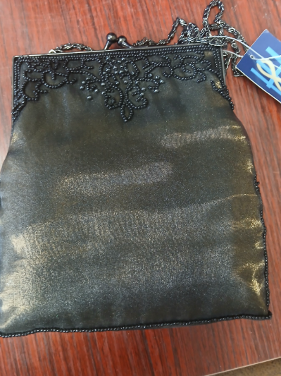 Unbranded Black Beaded Evening Bag with Chain Strap - New with Tags