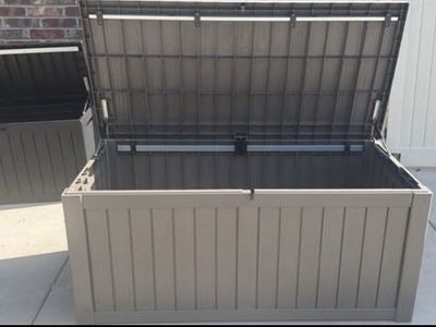 Large Outdoor Deck Box – 120+ Gallon – Grey/black