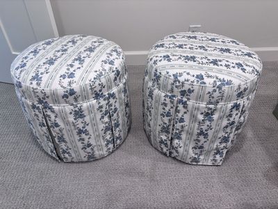 Never Used - Striped Round Ottomans