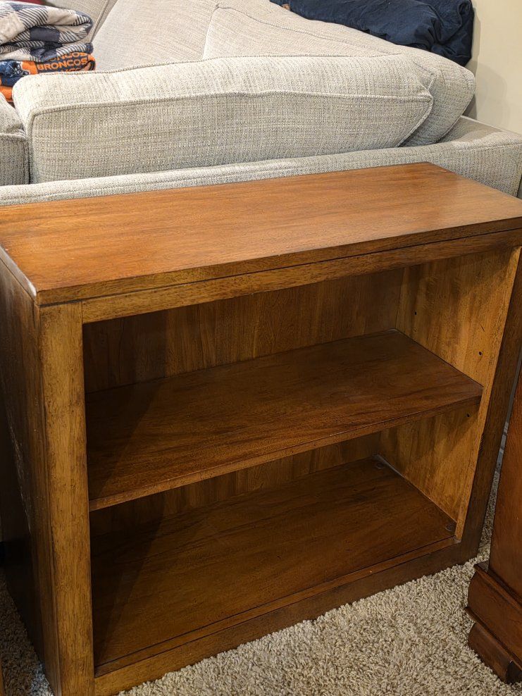 Ethan Allen Solid Wood Low Bookshelf with Open Storage