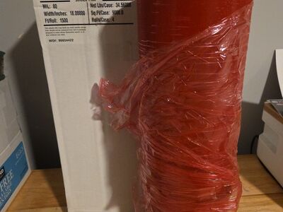 red plastic wrap stretch film 18" W× 1500' ft 18 g