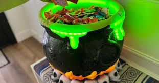 Halloween 17” Witch Cauldron Light Up Sound Gravestone Cemetery Statue Figurine Collectible Yard Home Decor Decoration Prop