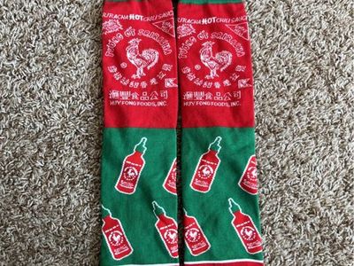 Odd Sox Sriracha Hot Chili Sauce Socks - Red/Green, Fits Sizes 6-13, New with Tags
