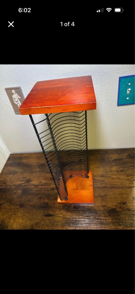 Wooden and Metal CD Storage Rack Holder Stand for 30-34 CDs 18"x6.25"