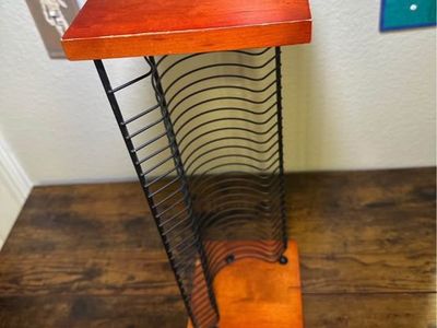 Wooden and Metal CD Storage Rack Holder Stand for 30-34 CDs 18"x6.25"