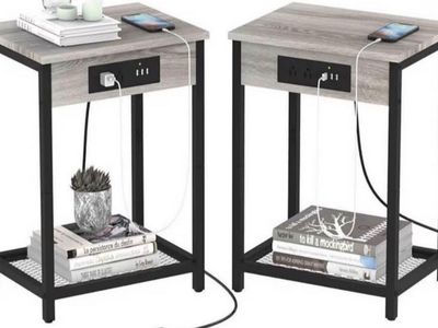 End Tables with Built-In Charging Station (Set of 2)