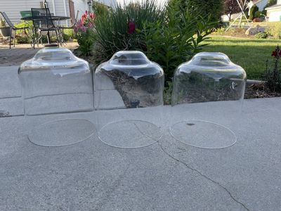 3 Oversized Clear Glass Shades