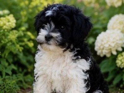 Adorable Hypoallergenic bishpoo Puppy - Male, Black and White, Ready for New Home!