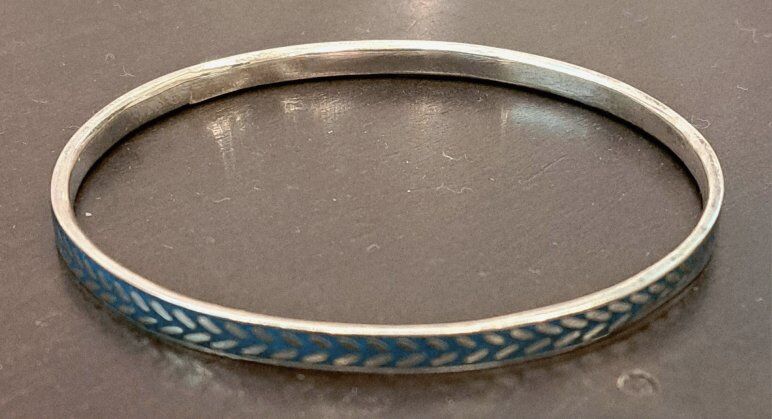 Stamped 925 Sterling Silver Inlaid Bracelet