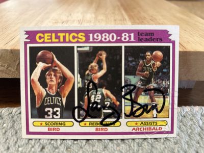 Larry Bird Autograph 1980-81 Topps Team Leaders Hand Signed Auto Boston Celtics NBA Basketball Card