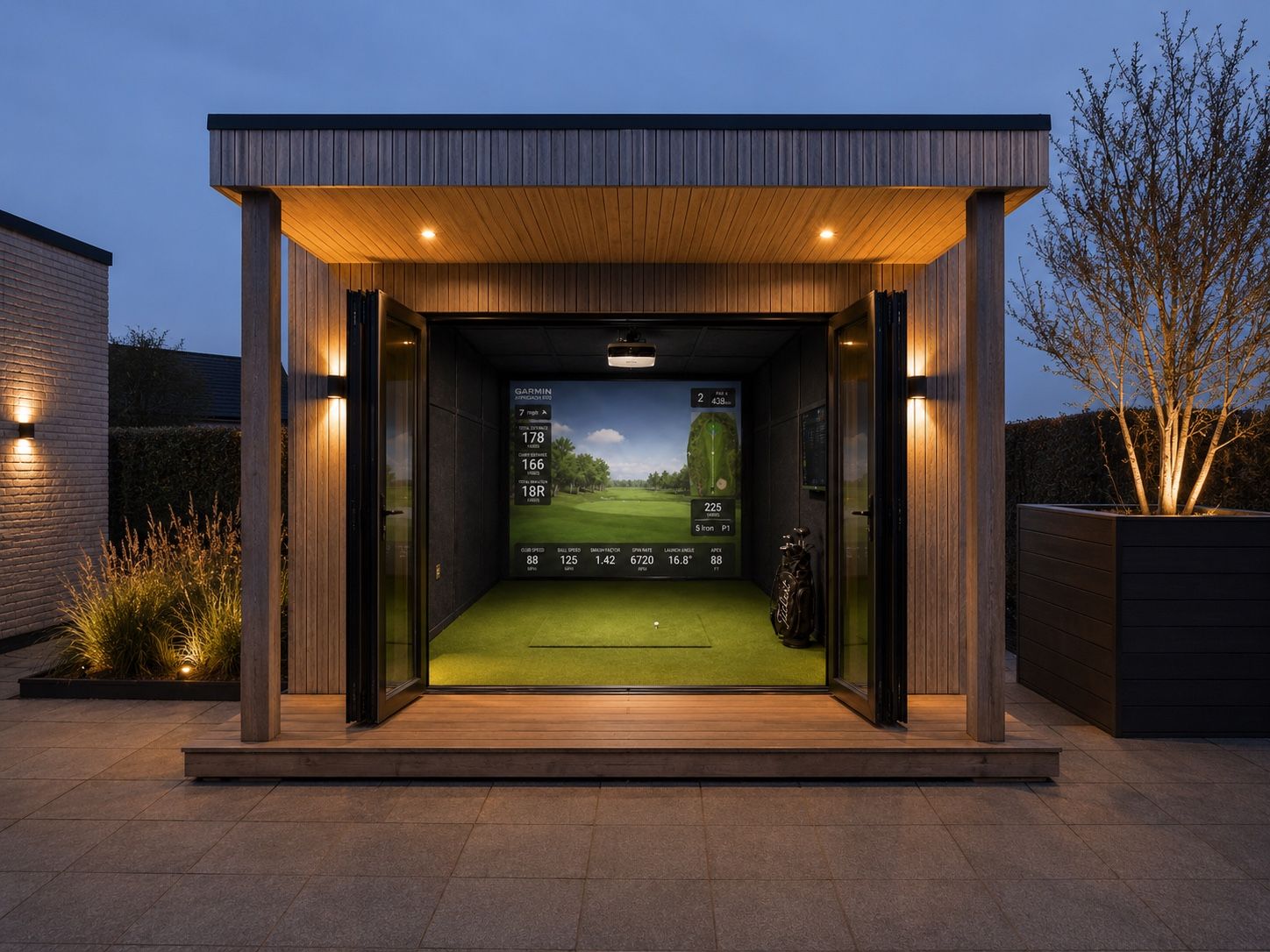 Backyard Golf Simulator Shed - Full Turnkey - Launch Monitor Included