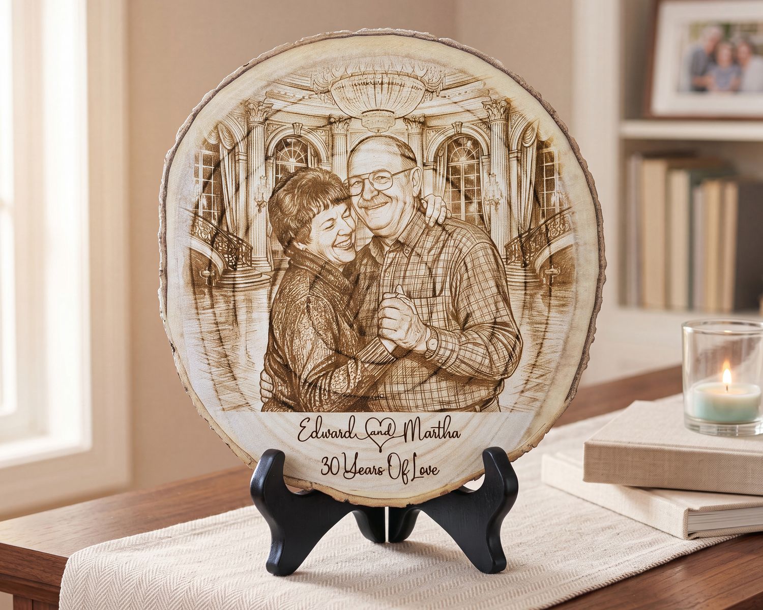 Personalized Anniversary Wood Slice Photo Engraving