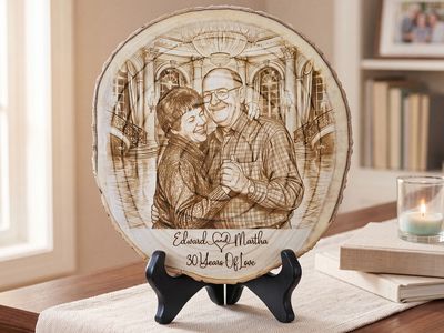 Personalized Anniversary Wood Slice Photo Engraving