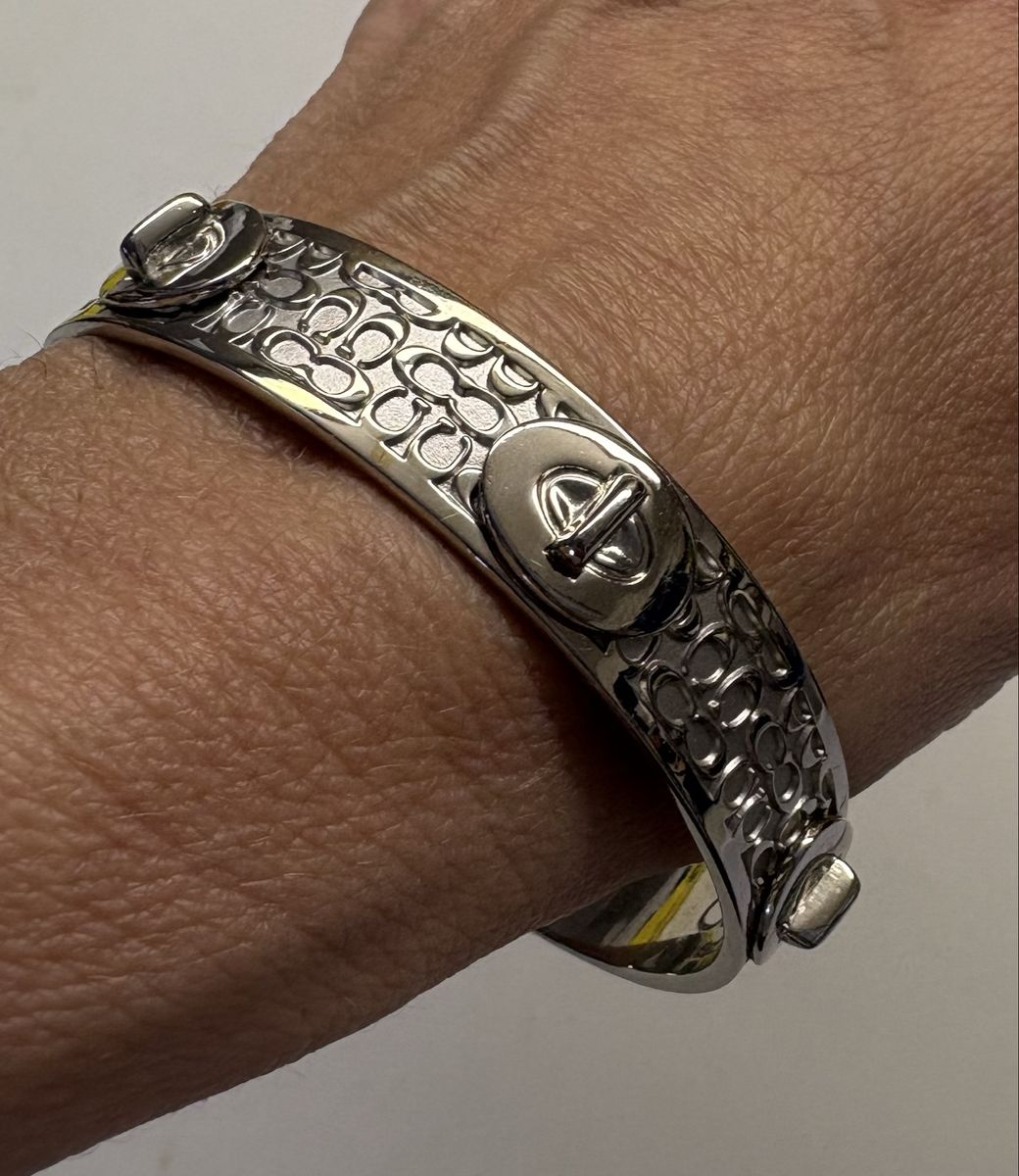 Silver Tone Coach Bangle Bracelet