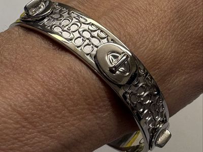 Silver Tone Coach Bangle Bracelet