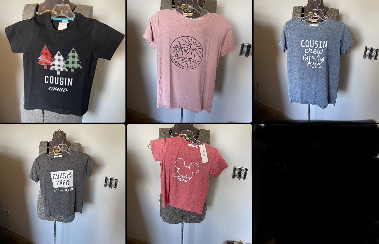 Cousin Crew T-Shirt Lot Sale - New in Bags (Variety of Sizes Included)