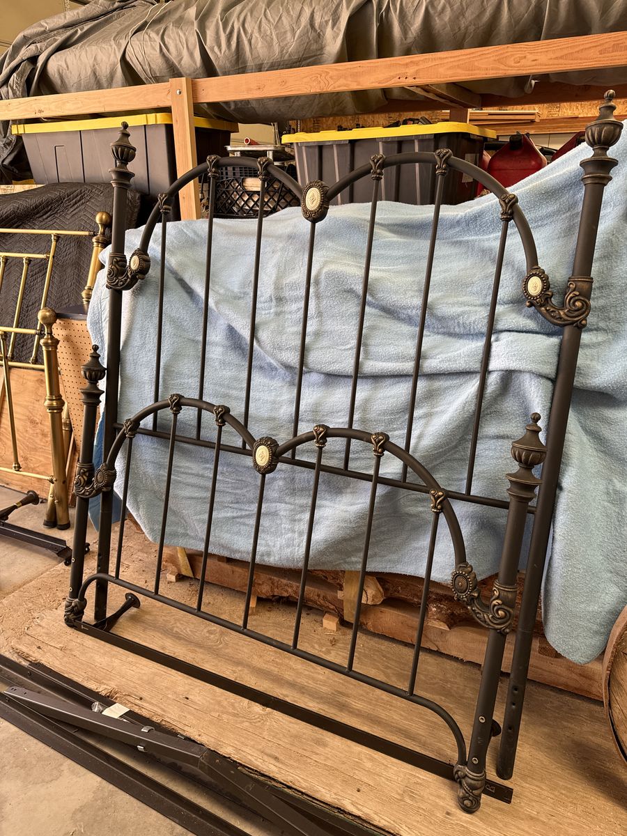 Vintage Metal Bed Frame with Headboard and Footboard