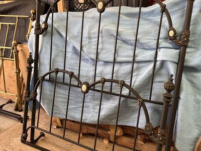 Vintage Metal Bed Frame with Headboard and Footboard