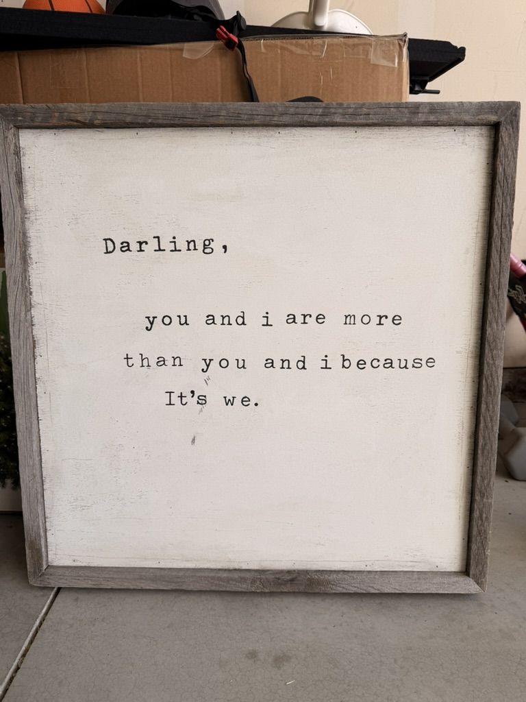 Sugarboo Rustic "Darling, It's We" Wood Framed Wall Art Decor, 12x12in Farmhouse Style Sign