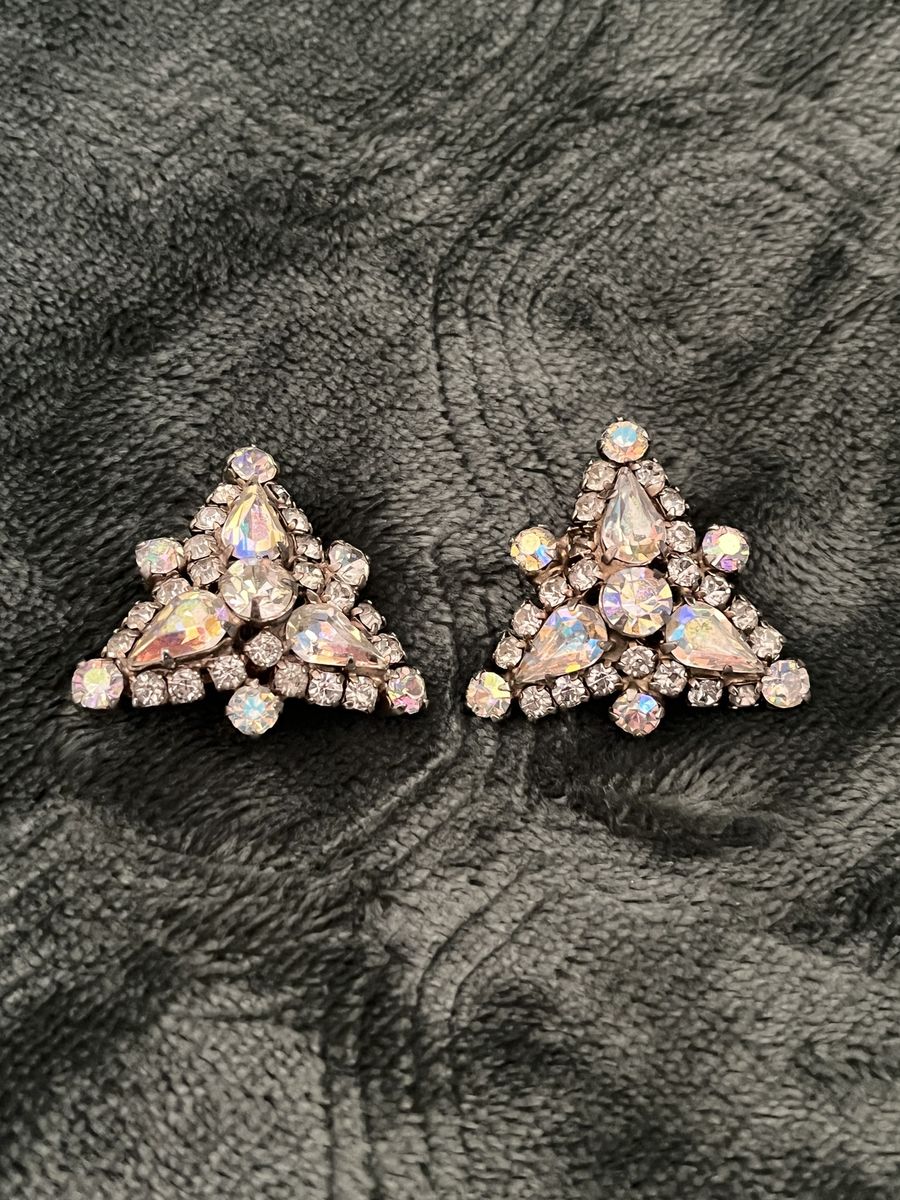 LaRoca Rhinestone Clip On Earrings - Vintage