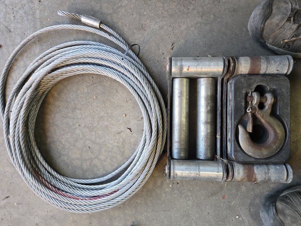Winch cable and fairleads.