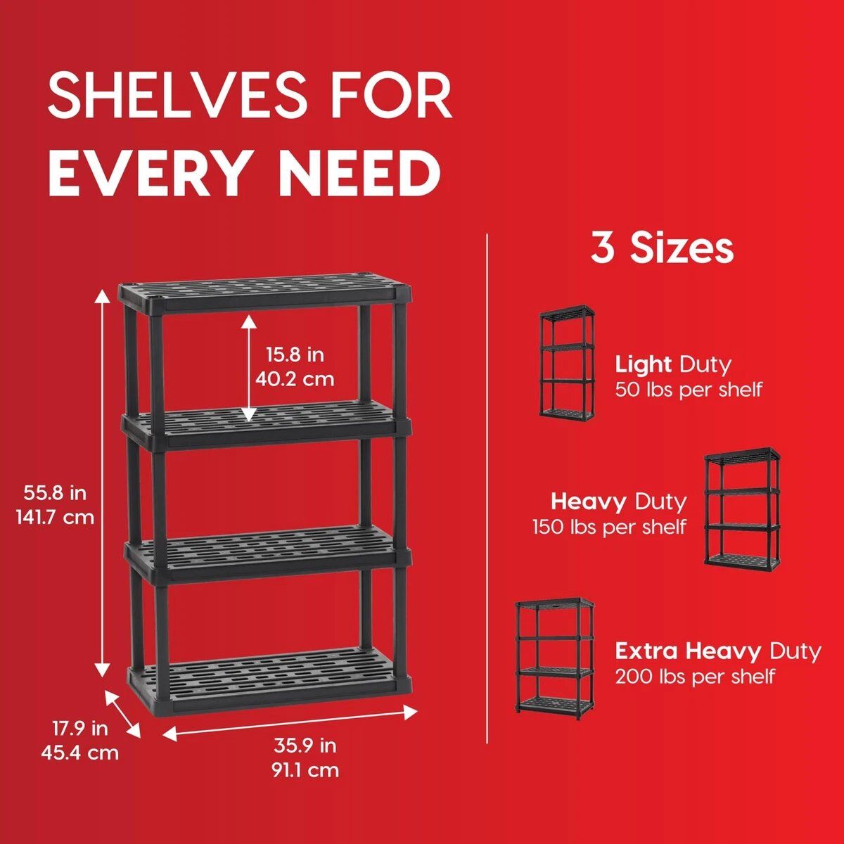 IRIS USA 4-Shelf Plastic Storage Shelve