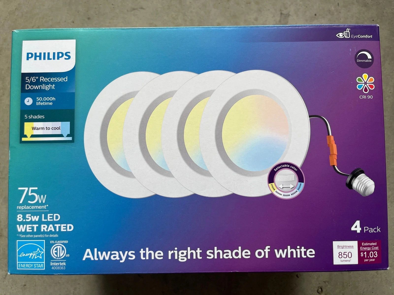 Philips 609578  5/6" 5CCT Retrofit Downlight, 4-pack 1938101 #106150