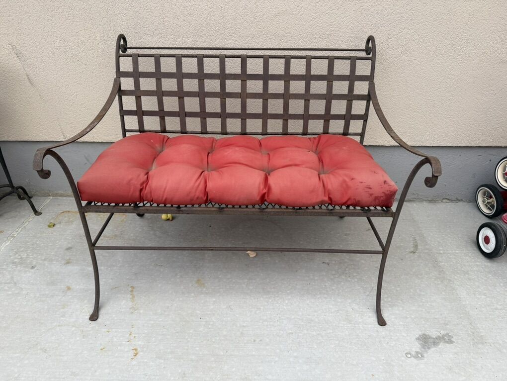 All Metal Garden Bench With Cushion