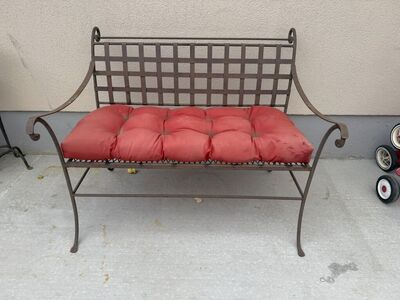 All Metal Garden Bench With Cushion