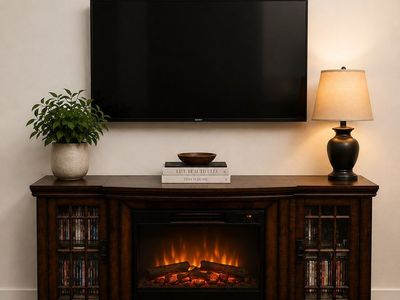 Dark Wood Electric Fireplace TV Stand / Media Console
