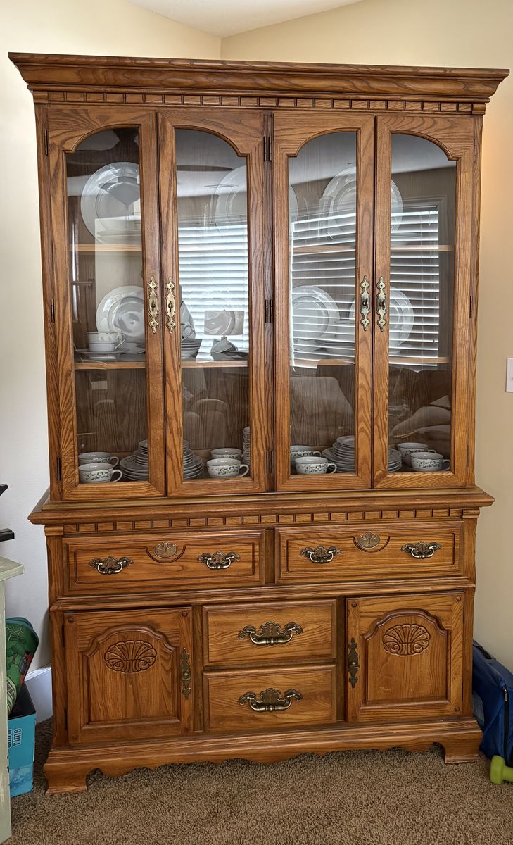 Solid Oak Curio Cabinet