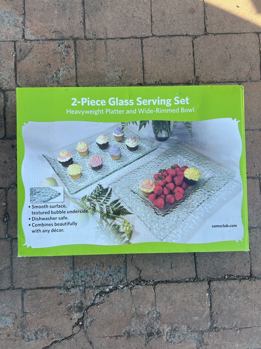 2-Piece Glass Bubble Serving Set Dishes
