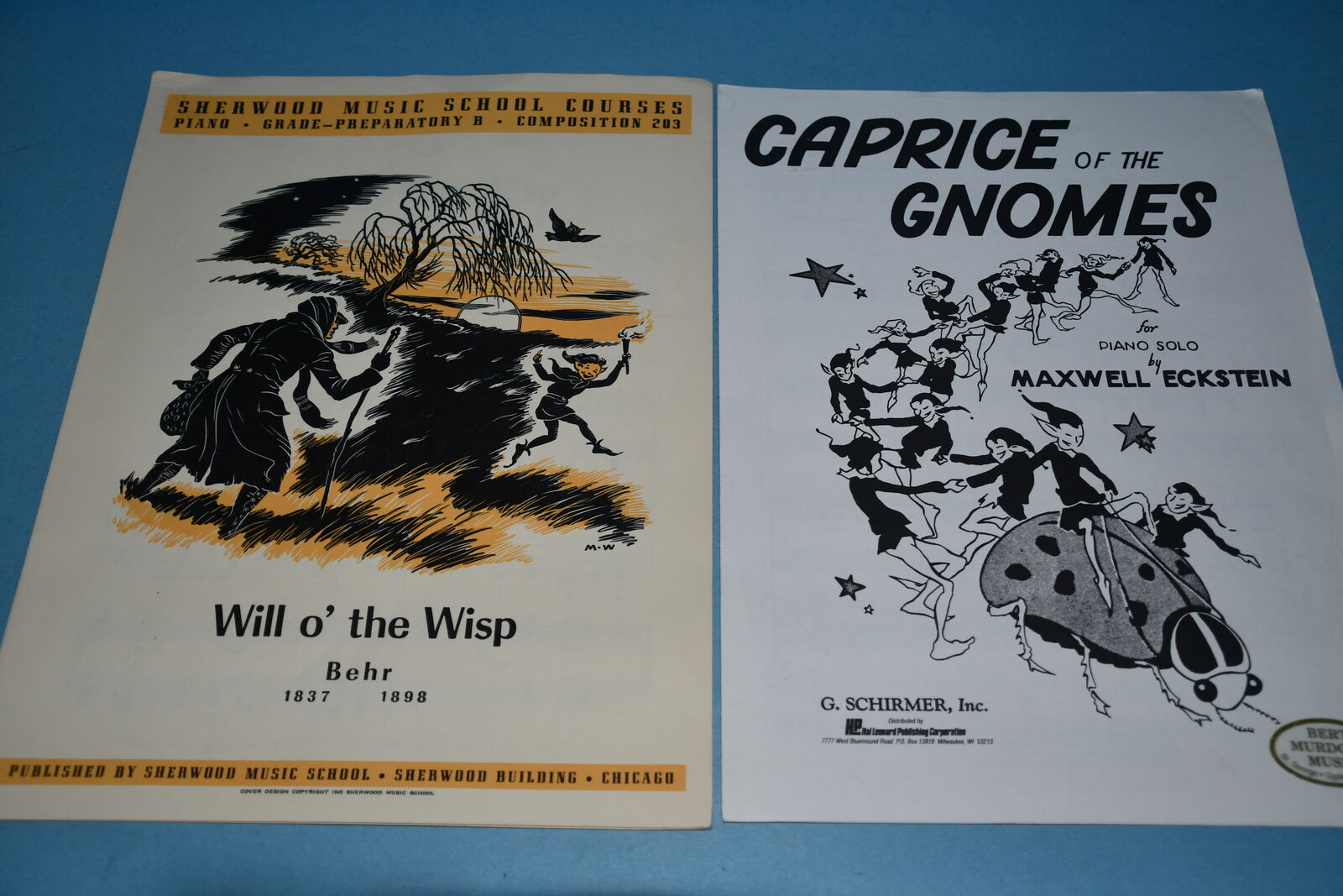 2 VINTAGE SHEET MUSIC ~ CAPRICE OF THE GNOMES & WILL O'THE WISP ~ NO NAMES or WRITING