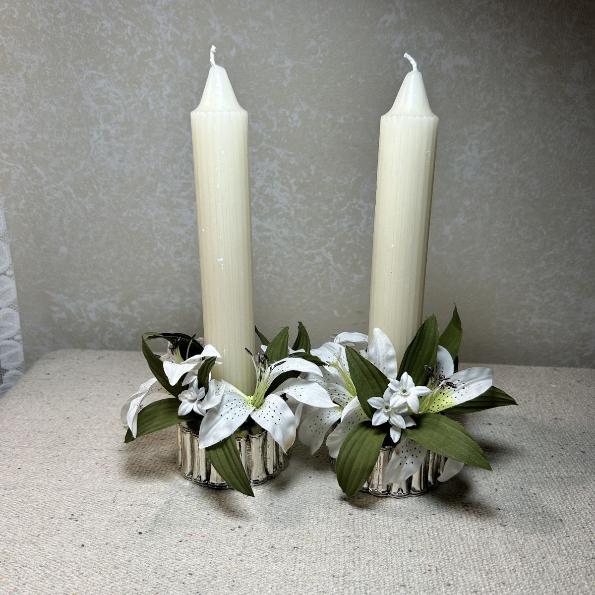 Vintage FB  Roger’s Silver Plated Bamboo Style Candlestick Holders Asian Fusion New-Old-Stock NOS