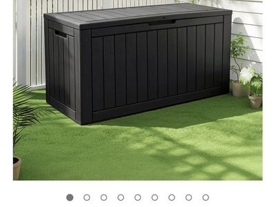 Bifanuo 100 Gallon Resin Deck Box - Lockable Waterproof Outdoor Storage, Black