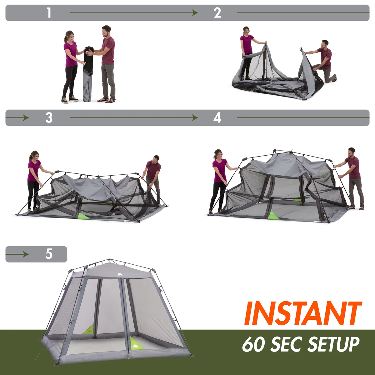New Ozark Trail 10' x 10' Foot Instant Screen House Shade, 100 square feet. 