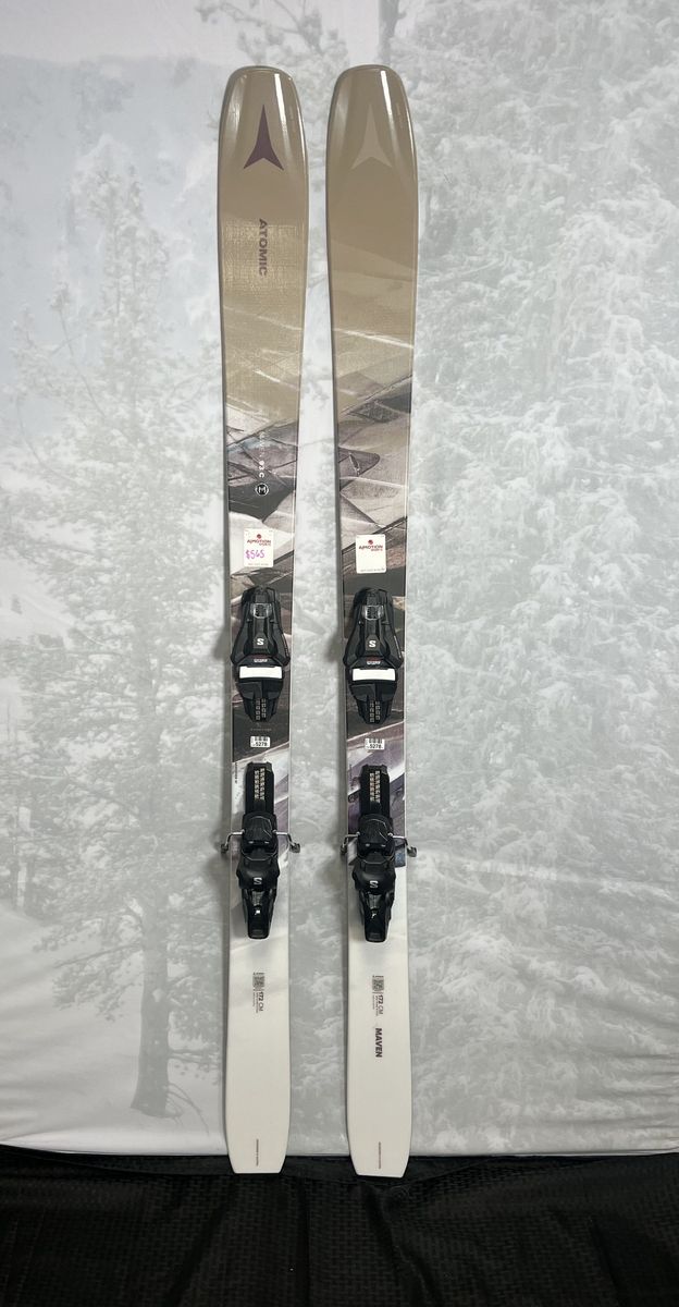 Lightly used 2025 Women's Atomic Maven 93 C 172cm Skis w/ Salomon Strive 11 Demo Binding