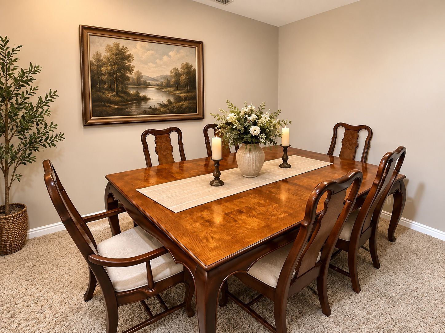 Vintage Universal Furniture Burl Wood Dining Set – Table + 6 Chairs